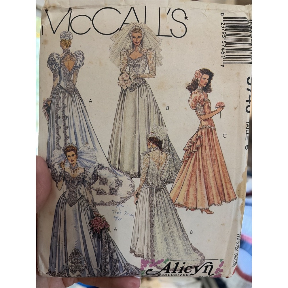 McCalls Alicyn Wedding Dress Sewing Pattern 5746 Womens size 6/1992 Bridesmaid